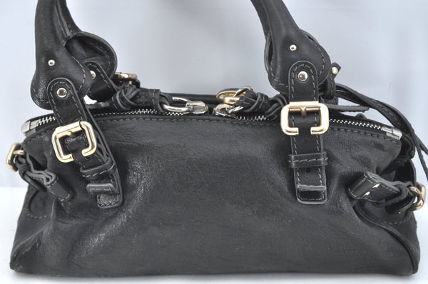 Authentic Chloe Mini Paddington Leather Shoulder Hand Bag Purse Black K7128