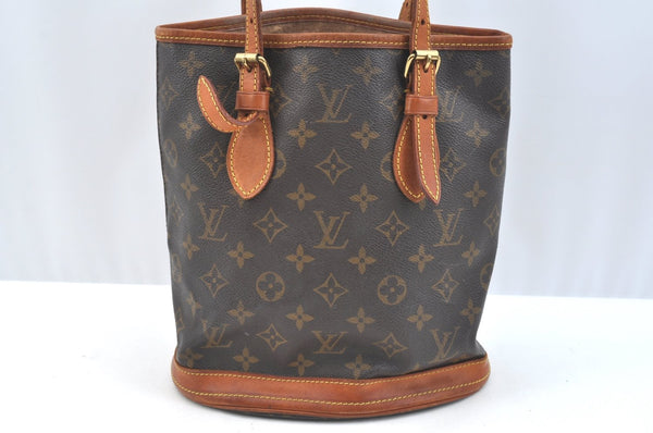 Authentic Louis Vuitton Monogram Bucket PM Shoulder Tote Bag M42238 Junk K7140