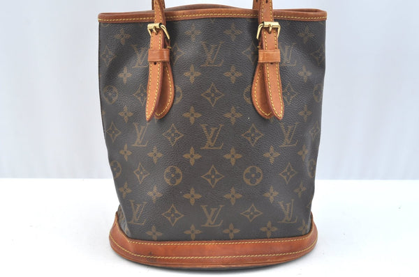 Authentic Louis Vuitton Monogram Bucket PM Shoulder Tote Bag M42238 Junk K7140
