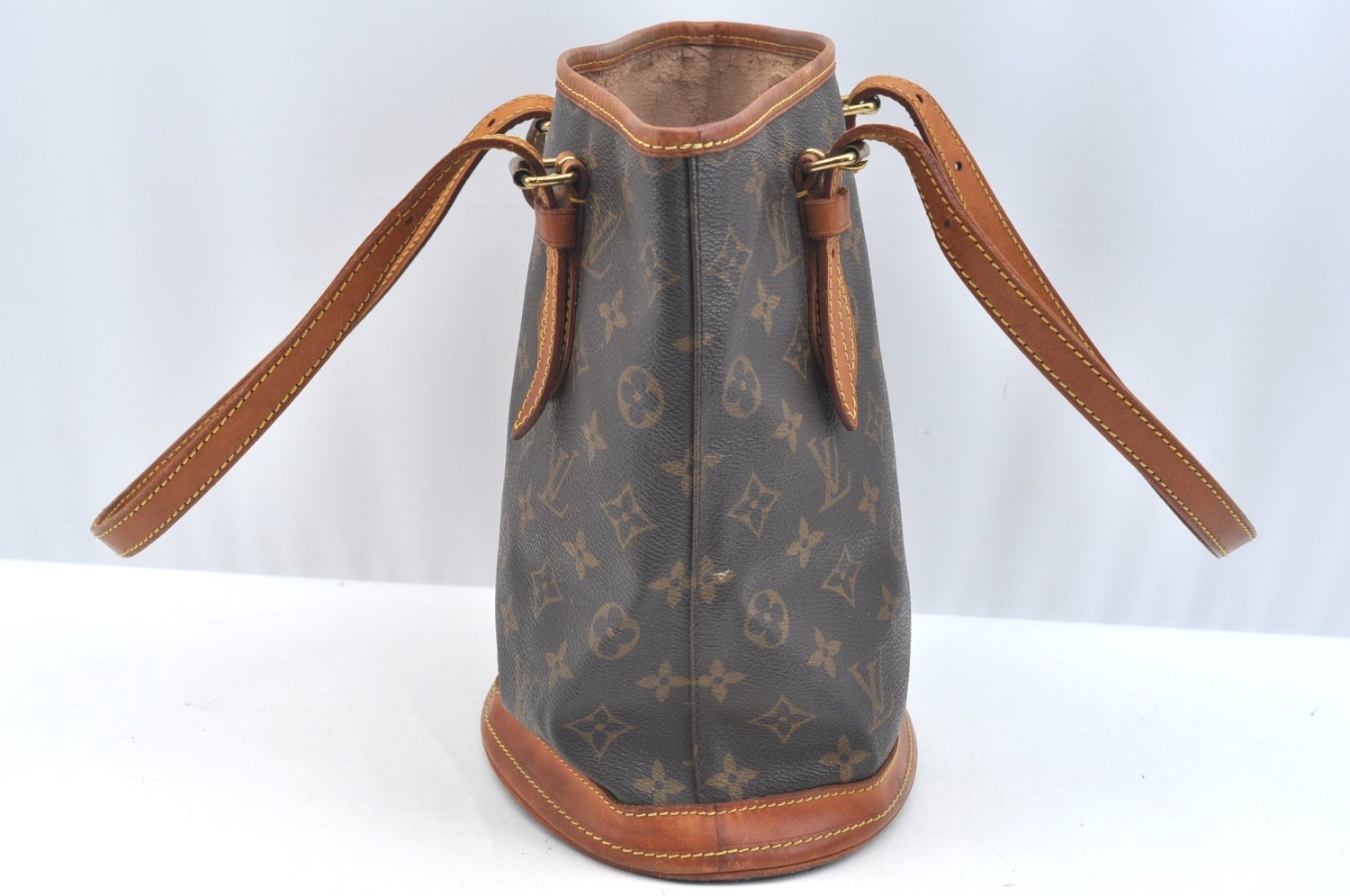 Authentic Louis Vuitton Monogram Bucket PM Shoulder Tote Bag M42238 Junk K7140