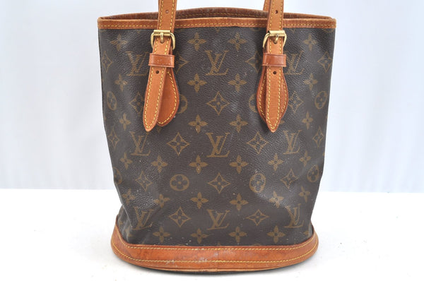 Authentic Louis Vuitton Monogram Bucket PM Shoulder Tote Bag M42238 Junk K7151