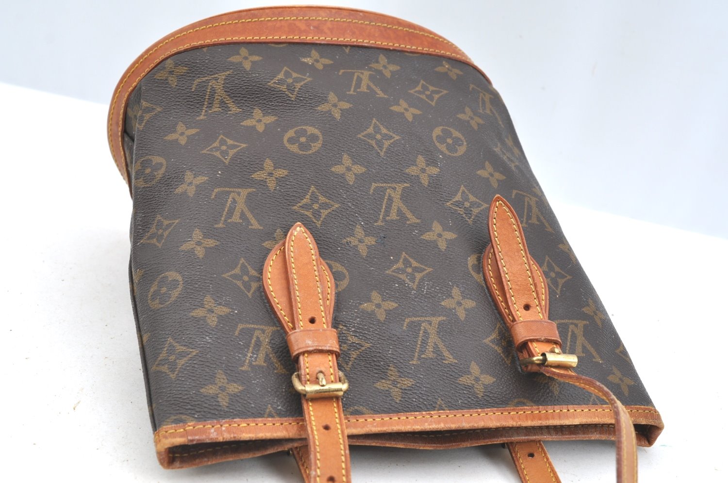 Authentic Louis Vuitton Monogram Bucket PM Shoulder Tote Bag M42238 Junk K7151