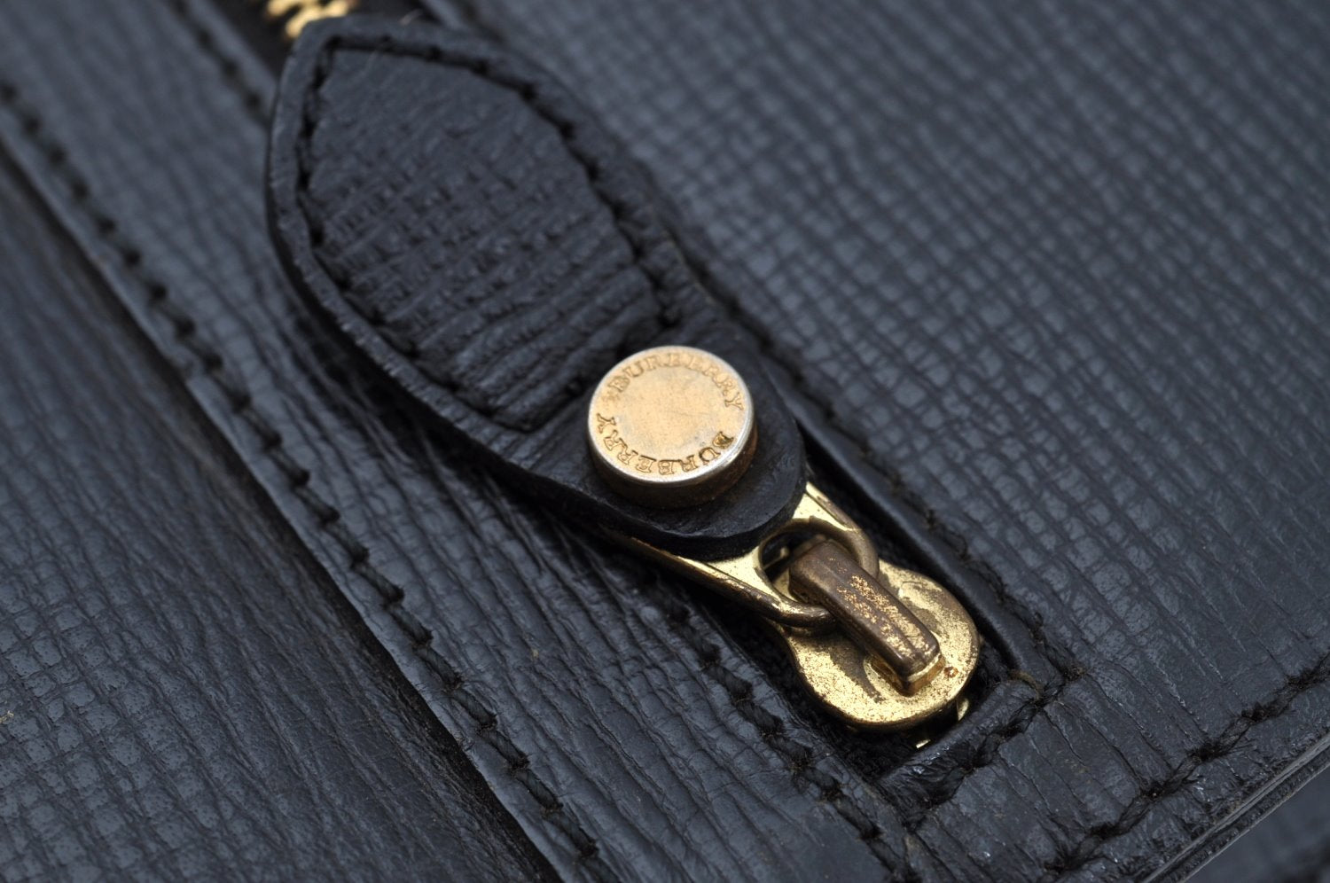 Authentic BURBERRY Vintage Leather Clutch Hand Bag Purse Black K7157