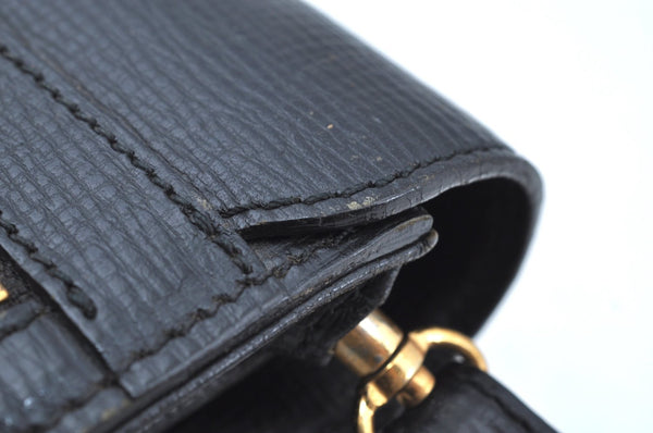 Authentic BURBERRY Vintage Leather Clutch Hand Bag Purse Black K7157