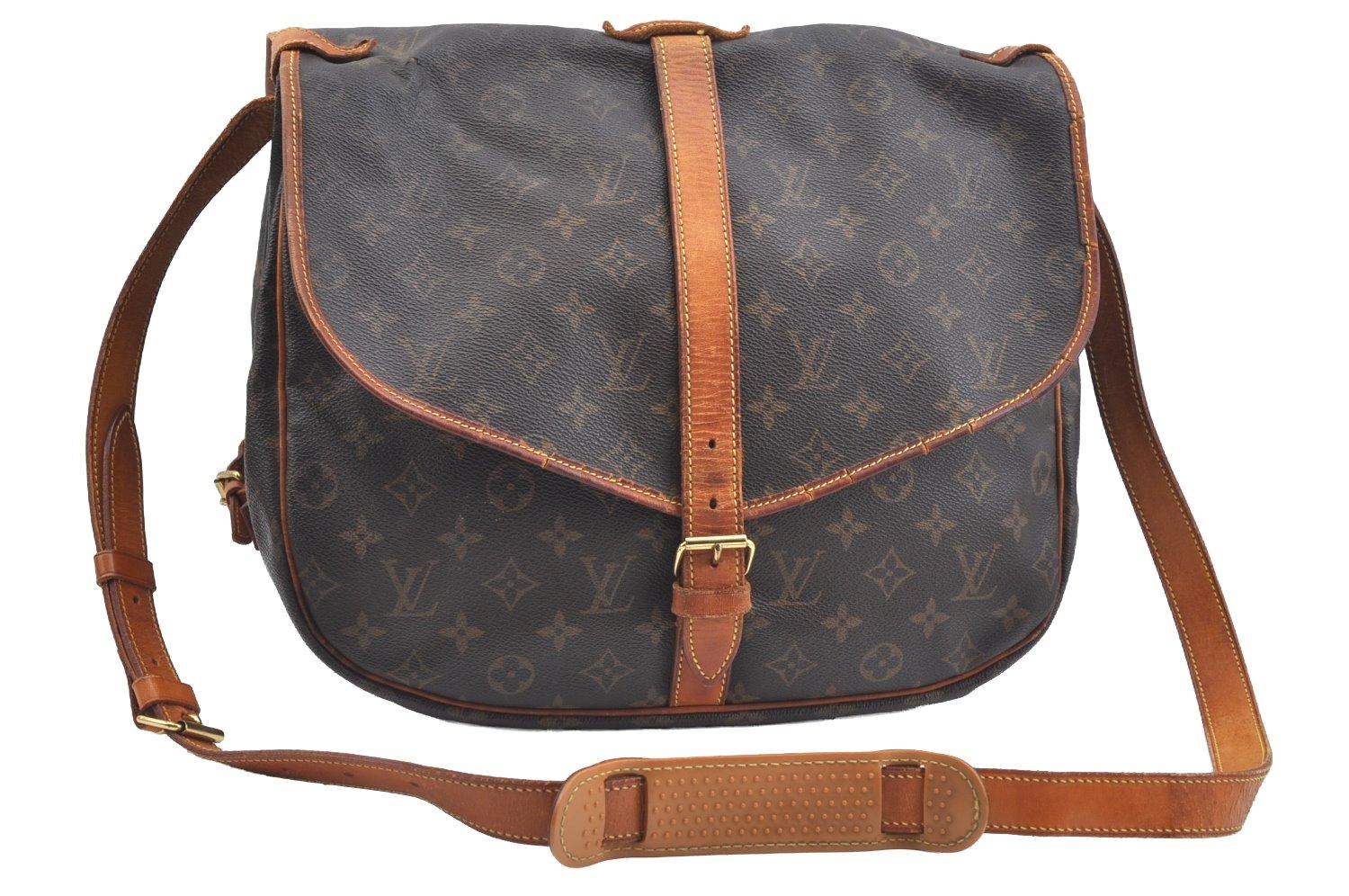 Authentic Louis Vuitton Monogram Saumur 35 Shoulder Cross Bag M42254 LV K7196