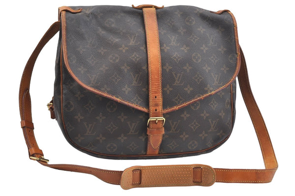 Authentic Louis Vuitton Monogram Saumur 35 Shoulder Cross Bag M42254 LV K7196