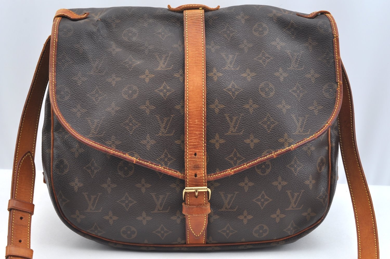 Authentic Louis Vuitton Monogram Saumur 35 Shoulder Cross Bag M42254 LV K7196