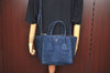 Authentic PRADA SCAMOSCIATO Suede Leather 2Way Shoulder Hand Bag Navy Blue K7209