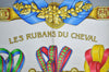 Authentic HERMES Carre 90 Scarf "LES RUBANS DU CHEVAL" Silk Gray K7217