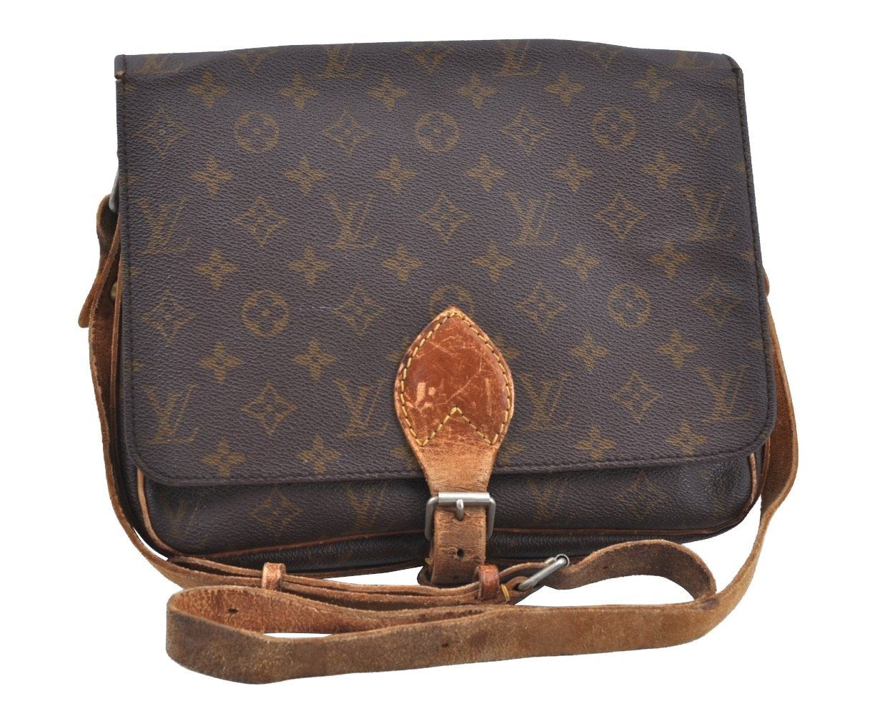 Authentic Louis Vuitton Monogram Cartouchiere GM Shoulder Bag Old Model K7231