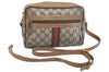 Authentic GUCCI Web Sherry Line Shoulder Bag GG PVC Leather Brown Junk K7250
