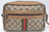 Authentic GUCCI Web Sherry Line Shoulder Bag GG PVC Leather Brown Junk K7250