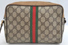 Authentic GUCCI Web Sherry Line Shoulder Bag GG PVC Leather Brown Junk K7250