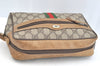 Authentic GUCCI Web Sherry Line Shoulder Bag GG PVC Leather Brown Junk K7250