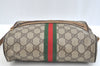 Authentic GUCCI Web Sherry Line Shoulder Bag GG PVC Leather Brown Junk K7250