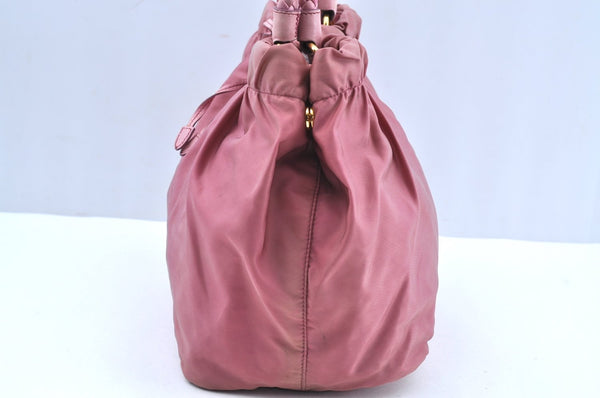Authentic PRADA Nylon Tessuto Leather 2Way Shoulder Hand Tote Bag Pink K7256