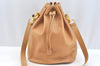 Authentic GUCCI Bamboo 2Way Shoulder Drawstring Bag Leather Beige Junk K7281