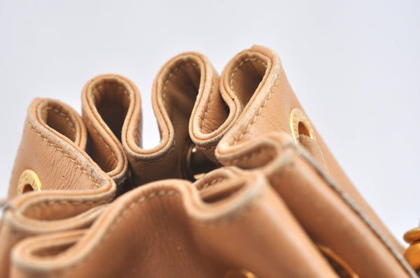 Authentic GUCCI Bamboo 2Way Shoulder Drawstring Bag Leather Beige Junk K7281