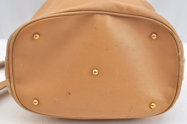 Authentic GUCCI Bamboo 2Way Shoulder Drawstring Bag Leather Beige Junk K7281