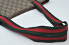 Authentic GUCCI Web Sherry Line GG Plus Tote Bag GG PVC Leather Brown K7286