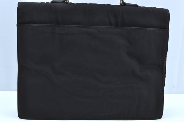 Authentic GUCCI Vintage Briefcase Business Bag Nylon Leather 0153714 Black K7287