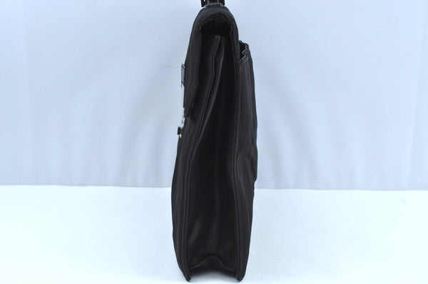 Authentic GUCCI Vintage Briefcase Business Bag Nylon Leather 0153714 Black K7287