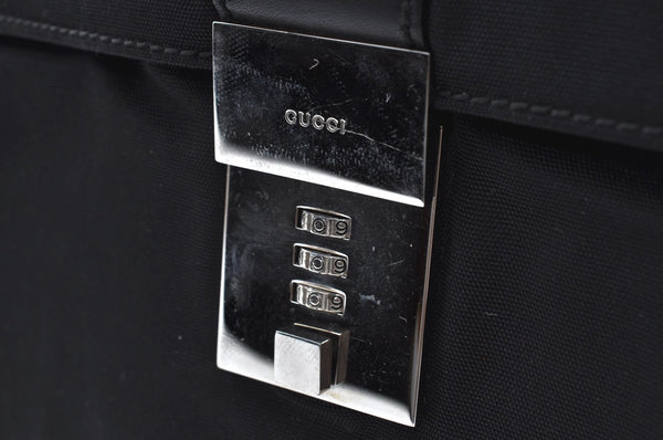 Authentic GUCCI Vintage Briefcase Business Bag Nylon Leather 0153714 Black K7287