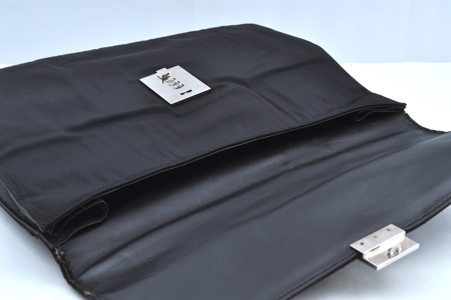 Authentic GUCCI Vintage Briefcase Business Bag Nylon Leather 0153714 Black K7287