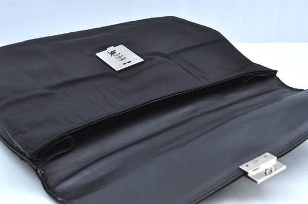 Authentic GUCCI Vintage Briefcase Business Bag Nylon Leather 0153714 Black K7287