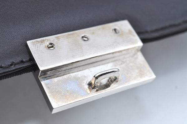 Authentic GUCCI Vintage Briefcase Business Bag Nylon Leather 0153714 Black K7287