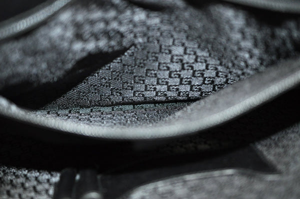 Authentic GUCCI Vintage Briefcase Business Bag Nylon Leather 0153714 Black K7287