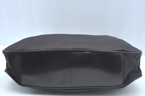 Authentic GUCCI Vintage Bamboo 2Way Shoulder Hand Bag Nylon Leather Brown K7293