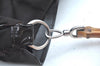 Authentic GUCCI Vintage Bamboo 2Way Shoulder Hand Bag Nylon Leather Brown K7293