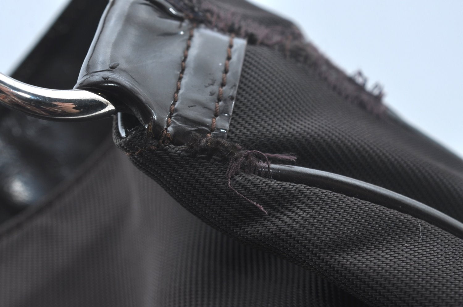 Authentic GUCCI Vintage Bamboo 2Way Shoulder Hand Bag Nylon Leather Brown K7293