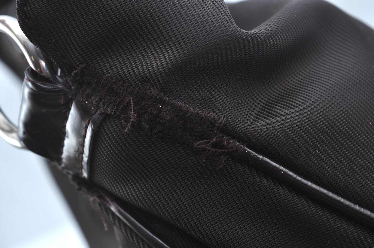 Authentic GUCCI Vintage Bamboo 2Way Shoulder Hand Bag Nylon Leather Brown K7293