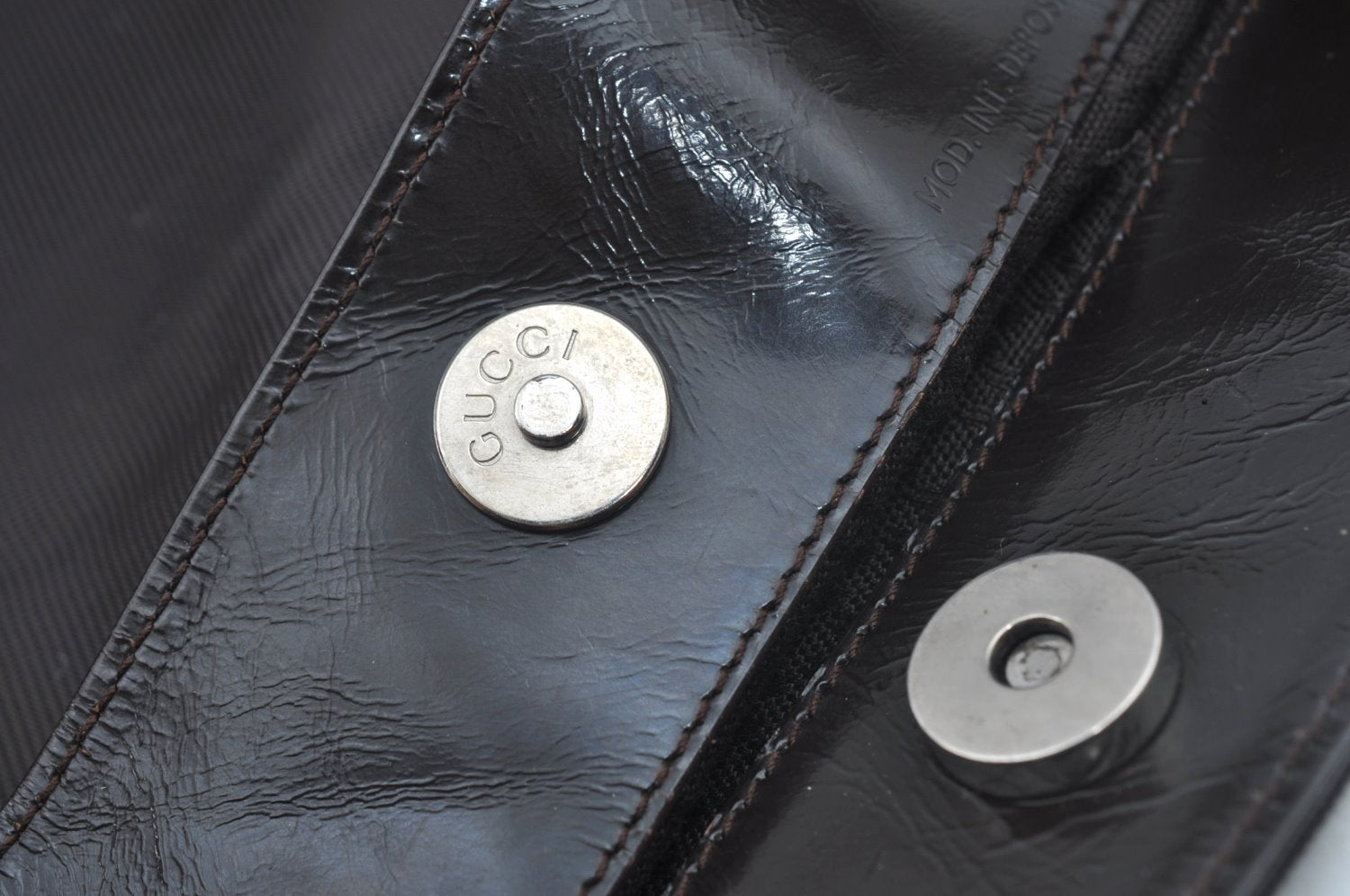 Authentic GUCCI Vintage Bamboo 2Way Shoulder Hand Bag Nylon Leather Brown K7293