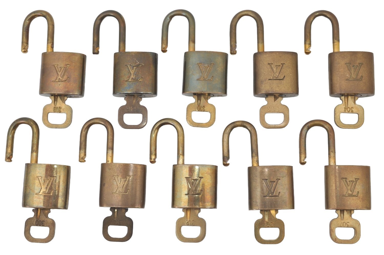 Authentic Louis Vuitton Padlock & Keys 10Set LV K7305