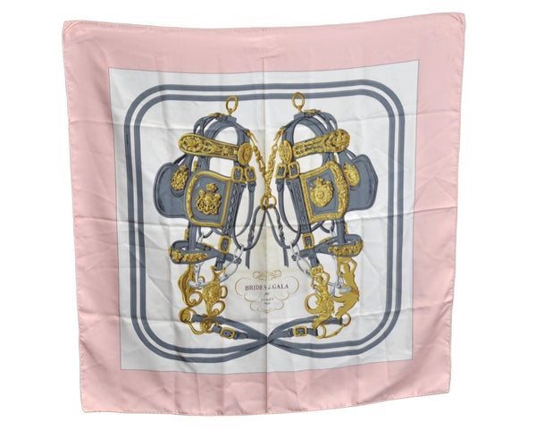 Authentic HERMES Carre 90 Scarf "BRIDES de GALA par " Silk Pink K7324