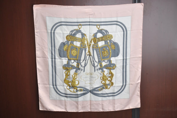 Authentic HERMES Carre 90 Scarf "BRIDES de GALA par " Silk Pink K7324