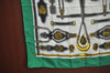 Authentic HERMES Carre 90 Scarf "Harnais des Presidents" Silk Green K7326