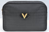 Authentic MARIO VALENTINO V Logo Clutch Hand Bag Purse PVC Leather Black K7334