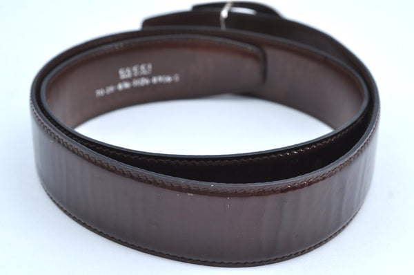 Authentic GUCCI Vintage Belt Enamel Size 70cm 27.6" Brown K7336