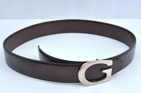 Authentic GUCCI Vintage Belt Enamel Size 70cm 27.6" Brown K7336