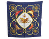 Authentic HERMES Carre 90 Scarf "SPRINGS" Silk Navy K7337