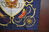 Authentic HERMES Carre 90 Scarf "SPRINGS" Silk Navy K7337