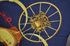 Authentic HERMES Carre 90 Scarf "SPRINGS" Silk Navy K7337