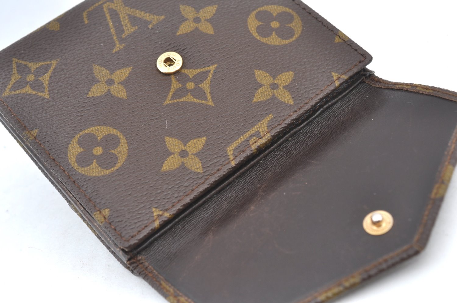 Authentic Louis Vuitton Monogram Porte Monnaie Billets Wallet Old Model LV K7356