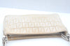 Authentic FENDI Vintage Zucchino Hand Bag Pouch Purse Canvas Leather White K7365