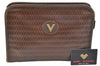 Authentic MARIO VALENTINO V Logo Clutch Hand Bag Purse PVC Leather Brown K7369