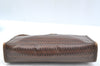 Authentic MARIO VALENTINO V Logo Clutch Hand Bag Purse PVC Leather Brown K7369